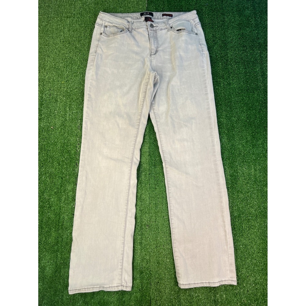Earl Jean Womens Size 14 Straight Leg Light Gray Denim Stretch Jeans RN 89302